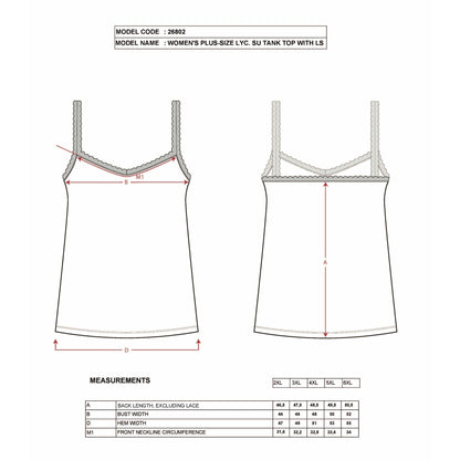 Plus Size Cotton Camisole with Lace Trim – Stretch Scoop Neck Tank Top for Women