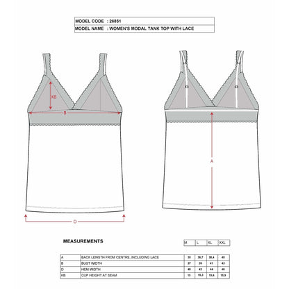 Women’s Lace Trim Cotton Modal Camisole – V-Neck Stretch Tank Top with Wide Straps