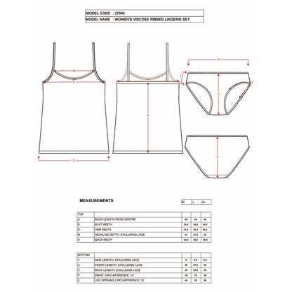 Two-Piece Women’s Ribbed Camisole & Panty Set – Soft Lace Trim Viscose Loungewear