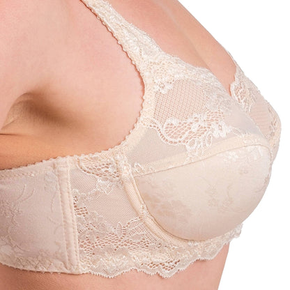 Lace Full-Coverage Underwire Bra – Adjustable Straps, Breathable Fabric & Elegant Everyday Support (White, Skin, Black)