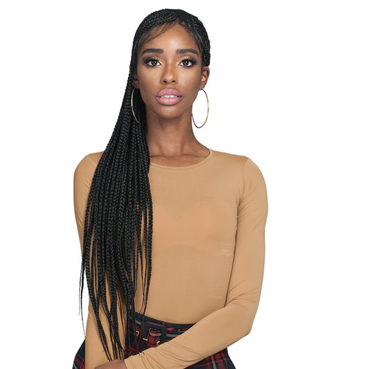 Bobbi Boss Synthetic Hair Lace Front Wig MLF511 Braided Wig 13X7 Lace Frontal Wig Simon (BLACK)