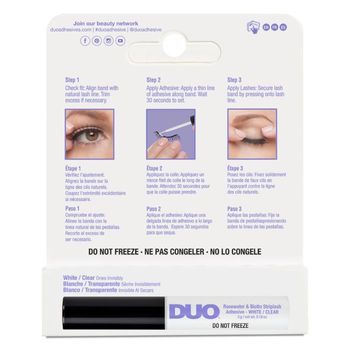 DUO - Rose Water & Biotin Striplash Adhesive (White / Clear)