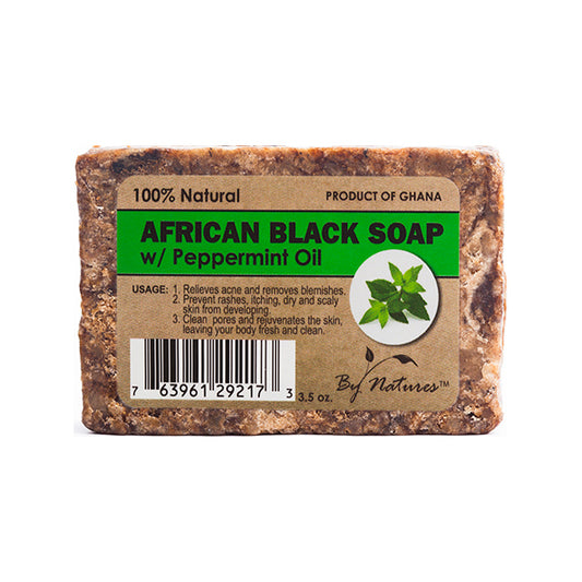 BY NATURES African Black Soap (3.5oz) WITH PEPPERMINT OIL 3.5OZ