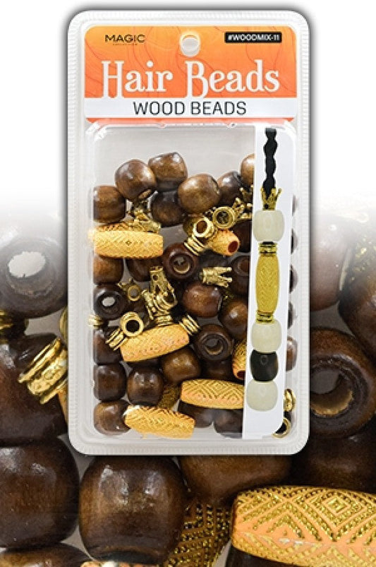 Magic Collection Wooden Hair Beads - #Woodmix-11