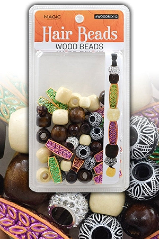 Magic Collection Wooden Hair Beads - #Woodmix-12