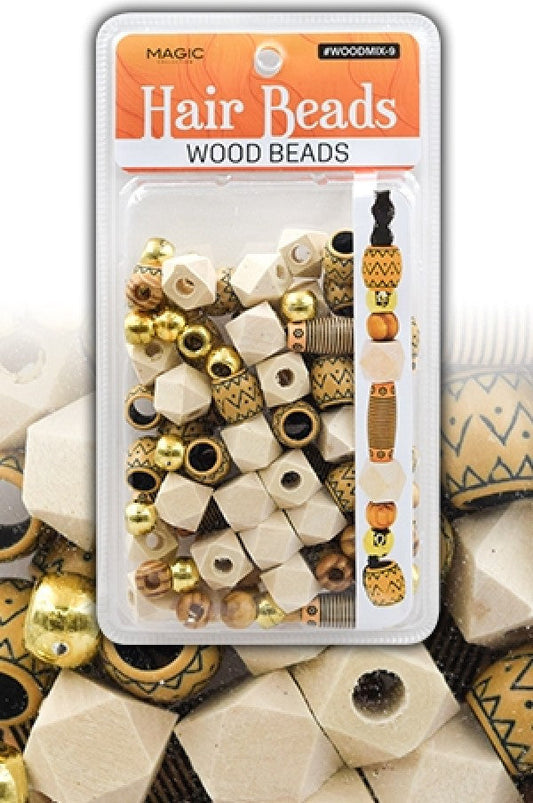 Magic Collection Hair Beads Wood Beads - #WOODMIX - 9