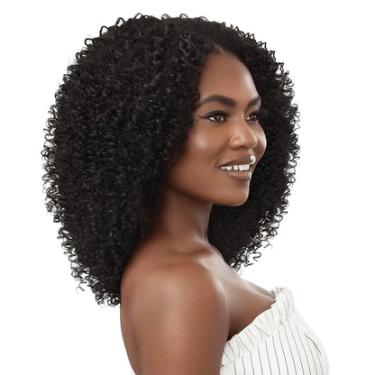 AFRO CURLS 16" | Outre Big Beautiful Human Hair Blend U Part Cap Leave Out Wig